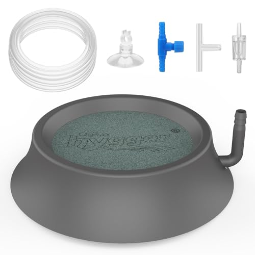 hygger Aquarium Air Stone, Fish Tank Bubbler Belüfter mit Edelstahlbasis, Sauerstoffdiffusor für Nano-Luftpumpen, Hydrokulturen, kleine Teiche und Aquarien von hygger