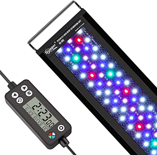 hygger Aquarium Beleuchtung, Aquarium LED Beleuchtung,Vollspektrum Aquarium Licht mit Monitor, 26W 24/7 Beleuchtungs Zyklus, 7 Farben, Einstellbarer Timer,3 Modus für 76-91cm Süßwasser Aquarien von hygger