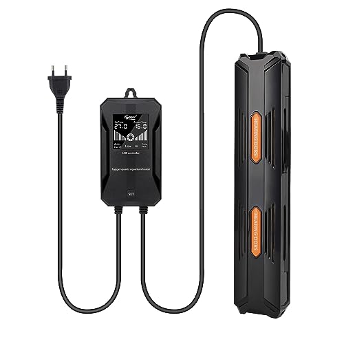 hygger Aquarium Heizung, 100W Temperatur Einstellbare Heizung für Aquarien, Aquarium Heizstab mit Externem Digitalanzeige LCD Controller für 100-200L Ihr Süß-oder Meerwasser Aquarium Fischbecken von hygger