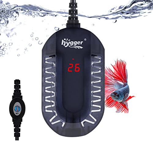 hygger Aquarium Heizung, 50W Temperatur Einstellbare Aquarium Heizstab, Schnelles Aquarium Heize mit Externem Controller und Eingebautem Thermometer für 1-25L Kleines Aquarium von hygger