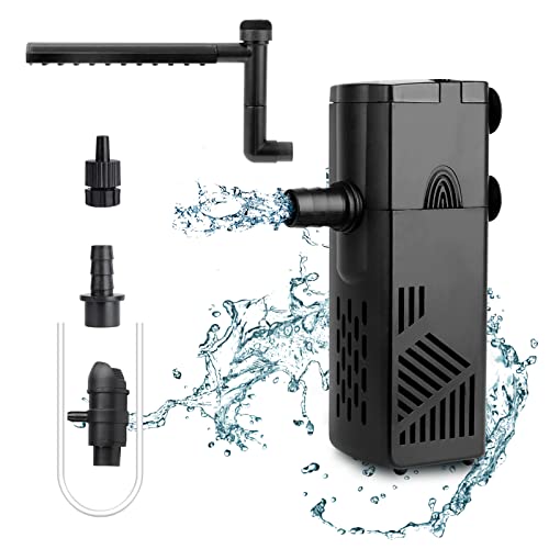 hygger Aquarium Innenfilter,220L/H 3W Aquarium Schildkrötenfilter, Einstellbarer Wasserdurchfluss Schwamm Tauchbarer,Aquarienfilter mit Gefilterten Keramikkugeln für Aquarien 20 bis 40L von hygger