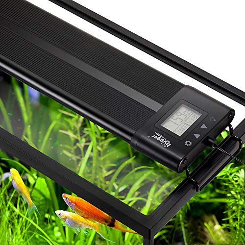 hygger Aquarium LED Beleuchtung,20W Vollspektrum Aquarium Beleuchtung mit LCD Einstellung, Sunrise Sunset Moon und DIY Modus, Einstellbare Timer Aquarium Licht mit 7 Farben für 30-45cm Aquarien von hygger