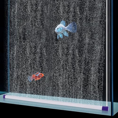 hygger Aquarium-Luftblasenstange, ultrafein, leiser Sauerstoffdiffusor, Luftblasen-Vorhang, Wand, selbstsinkendes Design, Aquarium-Bubbler-Dekorationen für Süß- und Salzwasser, 60 cm lang von hygger