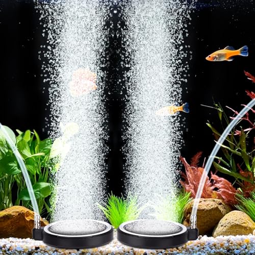 hygger Aquarium-Luftstein: Nano-Blasenstein, leise, ultra-hoch gelöster Sauerstoff, Diffusor-Set, Aquarium, Bubbler, Nano-Sauerstoff-Luftstein für Aquarien und Hydrokulturen, 5 cm, 2 Packungen von hygger