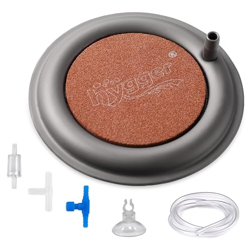 hygger Nano AirStone 8,6 cm Aquarium-Luftsteine machen winzige Blasen, ultra-leiser Diffusor für gelösten Sauerstoff mit Edelstahl-Basis für Aquarien, Hydrokulturen von hygger