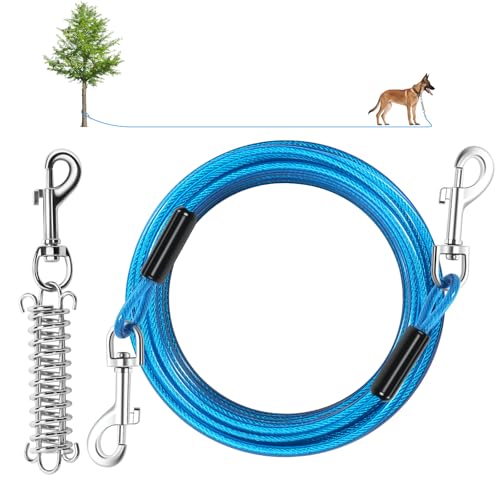 HYHJH Hundeleinenkabel mit abnehmbarer Stoßfeder, 4,5 m, für den Außenbereich, Hof, Camping, hält kleine oder mittelgroße Hunde (4,5 m, bis zu 113,4 kg) von hyhjh