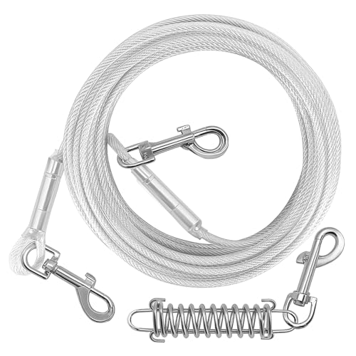 Hundeleinenkabel mit abnehmbarer Stoßfeder, 6,8 m, für draußen im Hof, Camping, hält kleine oder mittelgroße Hunde (6 m, bis zu 113 kg) von hyhjh
