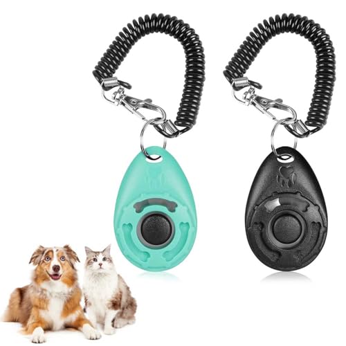 hzbaiyi Clicker für Hundetraining mit Handgelenkschlaufe, praktisches Verhaltenstrainings-Werkzeug, tragbare Taste für Hund, Katze, Pferd, Welpen, Vögel, Schwarz + Weiß, 2 Stück hzbaiyi Clicker für Hundetraining mit Handgelenkschlaufe, praktisches Verhaltenstrainings-Werkzeug, tragbare Taste für Hund, Katze, Pferd, Welpen, Vögel, Schwarz + Weiß, 2 Stück von hzbaiyi