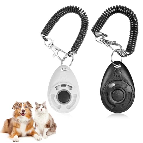 hzbaiyi Clicker für Hundetraining mit Handgelenkschlaufe, praktisches Verhaltenstrainings-Werkzeug, tragbare Taste für Hund, Katze, Pferd, Welpen, Vögel, Schwarz + Weiß, 2 Stück hzbaiyi Clicker für Hundetraining mit Handgelenkschlaufe, praktisches Verhaltenstrainings-Werkzeug, tragbare Taste für Hund, Katze, Pferd, Welpen, Vögel, Schwarz + Weiß, 2 Stück von hzbaiyi