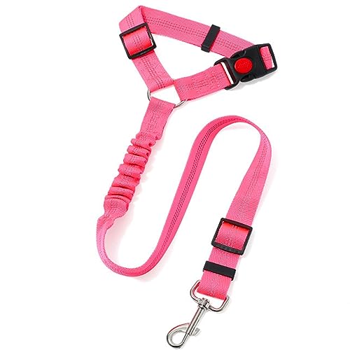 Dog Car Seat Belt Dogs Harness Headrest for Cars Adjustable with Anti Shock Bungee Buffer Puppy Safety Cars Leads for Any Cars Vehicle Pets Travel Accessories (Pink) von hzpolang