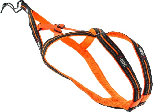 Sport-Hundegeschirr X-Back One Orange Hals und Rücken verstellbar für CANOCROSS, die Marke I-DOG ist eine französische Marke. (XXXS) von I-dog