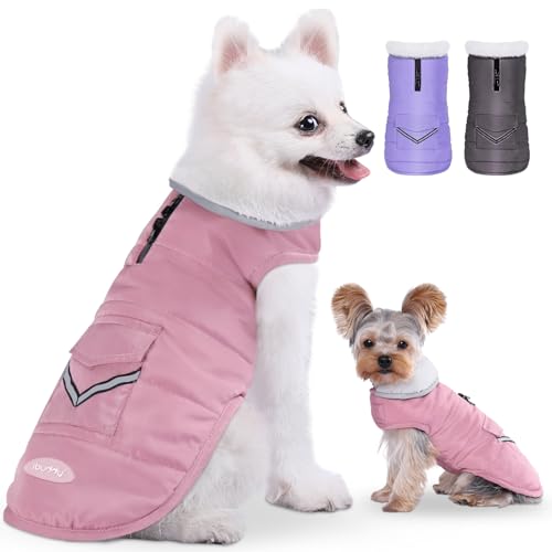 iBuddy Hunde-Wintermantel mit Fleece-Weste, wasserdicht, warm, winddicht, reflektierend, verstellbar, für kleine Hunde, Mädchen, Jungen von iBuddy