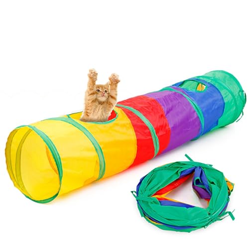 iCAGY Katzentunnel für Indoor-Katzen, Haustier-Katzen, Kaninchen, Spielspielzeug, Röhrentunnel, interaktiv, knisternd, zusammenklappbar, mehrere Farben, 114,3 cm von iCAGY