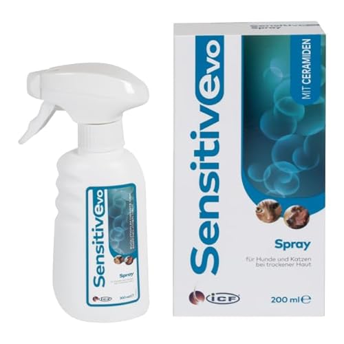 ICF Sensitive Evo Spray für Hunde und Katzen | 200 ml | Kann zur Unterstützung trockener Haut oder bei Einer Störung der physiologischen Lipidstruktur der Hautbarriere beitragen von ICF
