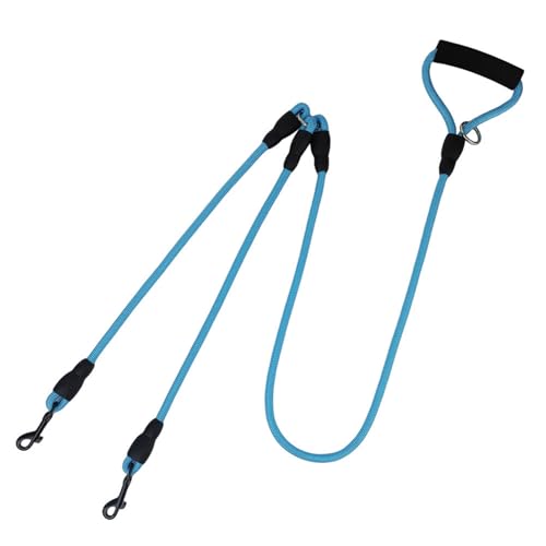 IEFIEL Doppel Hund Leine verstellbar Keine Verwirrung Splitter Walking Training Haustierleinen mit gepolsterten Griffen Blau One Size IEFIEL Doppel Hund Leine verstellbar Keine Verwirrung Splitter Walking Training Haustierleinen mit gepolsterten Griffen Blau One Size von iEFiEL
