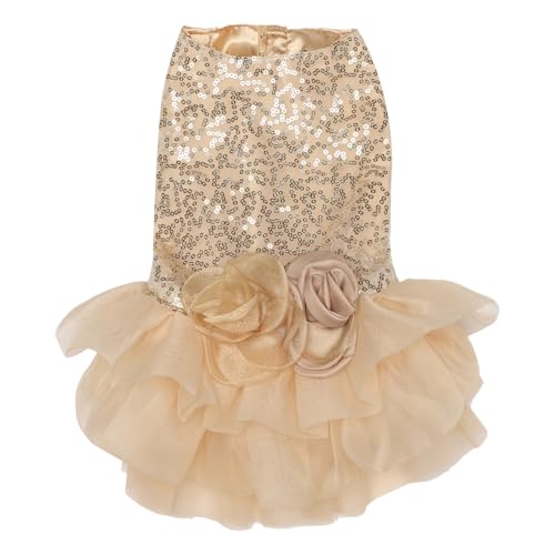 IEFIEL Glitzerndes Hunde Kleid für kleine Hunde Glitzerndes Haustier Party Tutu Kleider mit Blumen für Geburtstag Hochzeit Gold M IEFIEL Glitzerndes Hunde Kleid für kleine Hunde Glitzerndes Haustier Party Tutu Kleider mit Blumen für Geburtstag Hochzeit Gold M von iEFiEL