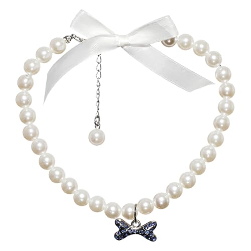 IEFIEL Haustier Perlen Halsband Elegante Hundehalsband für Katzen Kleine Hunde Hochzeit Fotoshooting Zubehör White&Blue M IEFIEL Haustier Perlen Halsband Elegante Hundehalsband für Katzen Kleine Hunde Hochzeit Fotoshooting Zubehör White&Blue M von iEFiEL
