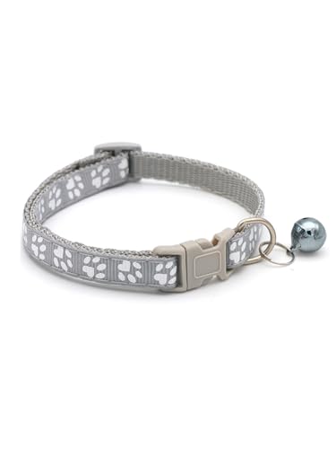 IEFIEL Haustierhalsband mit Glöckchen Verstellbar & leicht Für Hunde/Katzen - Ideal für Alltag Fotoshootings Grau One Size von iEFiEL