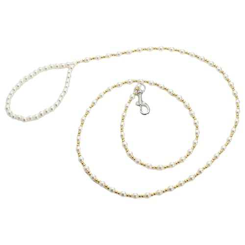 IEFIEL Hund Perlen Perlen Blei Bling Haustier Perlen Leinen mit verschließbaren Haken Welpen Kätzchen Hochzeitszubehör White& Gold One Size IEFIEL Hund Perlen Perlen Blei Bling Haustier Perlen Leinen mit verschließbaren Haken Welpen Kätzchen Hochzeitszubehör White& Gold One Size von iEFiEL