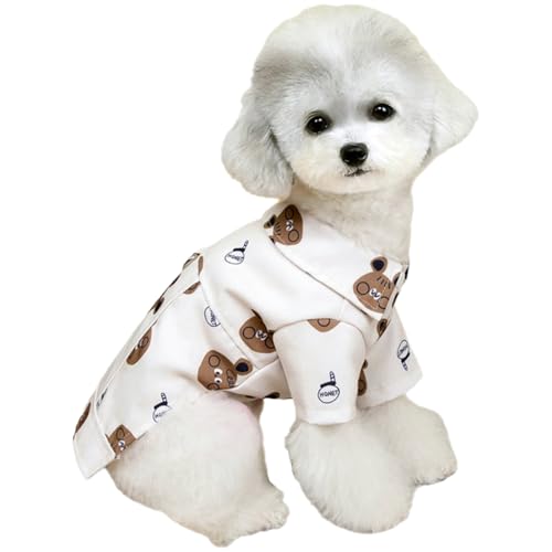 IEFIEL Hunde Katzenpyjamas mit weichem Kragen Atmungsaktive Schlafbekleidung mit 2-Bein Bequeme Nachtwäsche Beige XS von iEFiEL
