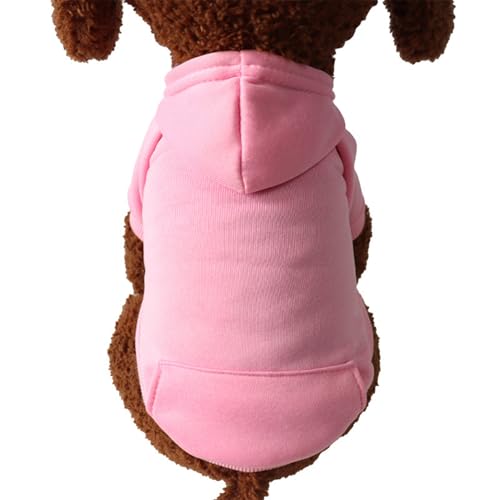 IEFIEL Hunde Pullover mit Kapuze & Tasche Weicher Hoodie für kalte Tage Warme Kleidung für Chihuahua Yorkshire Rosa XL von iEFiEL
