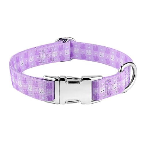 IEFIEL Hundehalsband mit Hasenprint Verstellbares langlebiges Halsband für kleine mittlere große Hunde Haustierzubehör Violett M von iEFiEL