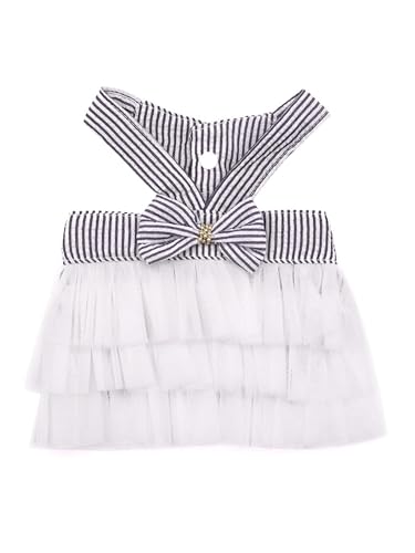 IEFIEL Hundekleid mit Schleife Sommer Prinzessin Tutu Rock Niedliches Atmungsaktives Welpenkleid für Hochzeit Geburtstag Weiß S von iEFiEL