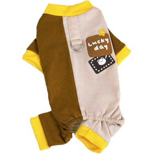 IEFIEL Kühlende Sommer Pyjamas für Welpen Weicher Ganzkörper Strampler für kleine Hunde Atmungsaktive Schlafbekleidung Braun L von iEFiEL