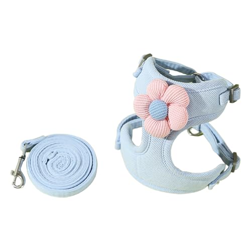 IEFIEL Hundegeschirr mit Leine Set Ziehen reflektierendes Step-in-Welpengeschirr Mesh atmungsaktivem Hundeweste Blau M von iEFiEL