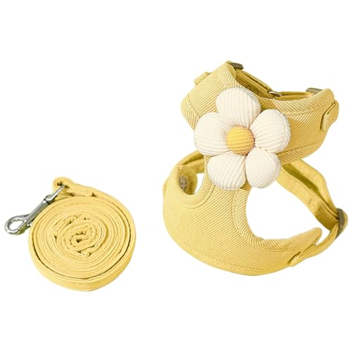 IEFIEL Hundegeschirr mit Leine Set Ziehen reflektierendes Step-in-Welpengeschirr Mesh atmungsaktivem Hundeweste Gelb S von iEFiEL