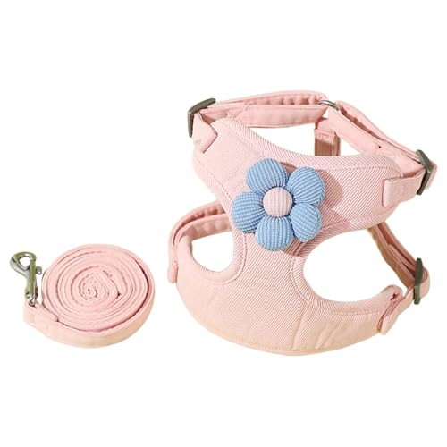 IEFIEL Hundegeschirr mit Leine Set Ziehen reflektierendes Step-in-Welpengeschirr Mesh atmungsaktivem Hundeweste Rosa S von iEFiEL