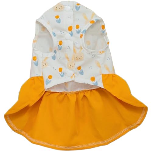 IEFIEL Leichtes Prinzessinnenkleid für Hunde mit D-Ring Ärmelloses Sommer-Outfit für kleine Hunde Katzen Gelb XS von iEFiEL