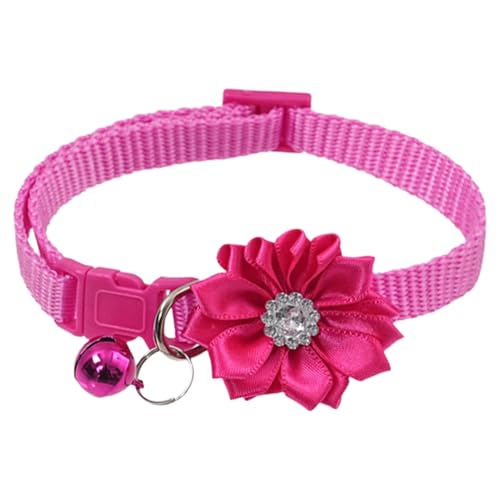 IEFIEL Perlen Katzenhalsband mit Schleife Verstellbares Luxus Halsband für Kätzchen kleine Hunde Party-Accessoire Hot Pink One Size von iEFiEL
