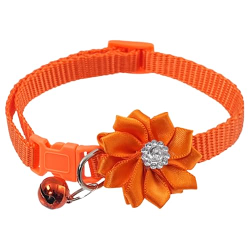 IEFIEL Perlen Katzenhalsband mit Schleife Verstellbares Luxus Halsband für Kätzchen kleine Hunde Party-Accessoire Orange One Size von iEFiEL