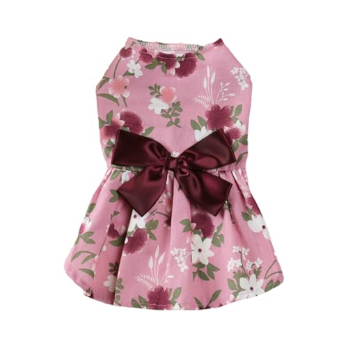 IEFIEL Sommer-Hundekleid mit Blumenmuster Niedliches Prinzessinnen-Kostüm mit Schleife für Strandurlaub Hawaii-Partys Rosa M IEFIEL Sommer-Hundekleid mit Blumenmuster Niedliches Prinzessinnen-Kostüm mit Schleife für Strandurlaub Hawaii-Partys Rosa M von iEFiEL