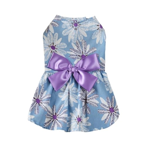IEFIEL Sommer-Hundekleid mit Blumenmuster Niedliches Prinzessinnen-Kostüm mit Schleife für Strandurlaub Hawaii-Partys Violett L IEFIEL Sommer-Hundekleid mit Blumenmuster Niedliches Prinzessinnen-Kostüm mit Schleife für Strandurlaub Hawaii-Partys Violett L von iEFiEL