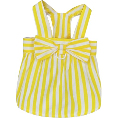IEFIEL Sommer Hundekleid mit D-Ring Schleife Leichtes gestreiftes Prinzessinnen-Outfit für kleine Rassen Gelb XS IEFIEL Sommer Hundekleid mit D-Ring Schleife Leichtes gestreiftes Prinzessinnen-Outfit für kleine Rassen Gelb XS von iEFiEL