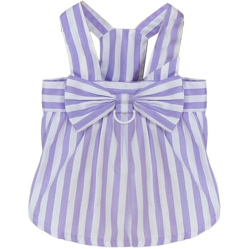 IEFIEL Sommer Hundekleid mit D-Ring Schleife Leichtes gestreiftes Prinzessinnen-Outfit für kleine Rassen Violett XL IEFIEL Sommer Hundekleid mit D-Ring Schleife Leichtes gestreiftes Prinzessinnen-Outfit für kleine Rassen Violett XL von iEFiEL