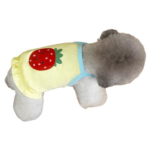 IEFIEL Sommer Weste für Welpen Niedliches ärmelloses Hundeshirt mit Fruchtmuster Weiches Atmungsaktives Top Gelb XL von iEFiEL