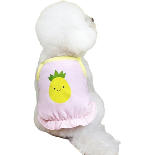 IEFIEL Sommer Weste für Welpen Niedliches ärmelloses Hundeshirt mit Fruchtmuster Weiches Atmungsaktives Top Rosa XS von iEFiEL