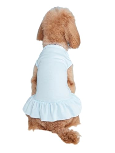 IEFIEL Sommerkleidung für Hunde T-Shirt Haustier Kleider Haustier Sonnenkleid mit Ruffles atmungsaktives Hunde Kleid Hellblau L von iEFiEL