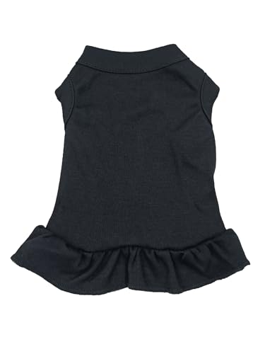 IEFIEL Sommerkleidung für Hunde T-Shirt Haustier Kleider Haustier Sonnenkleid mit Ruffles atmungsaktives Hunde Kleid Schwarz S von iEFiEL