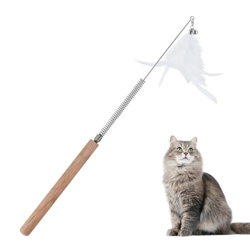 iEFiEL Katzenangel mit Holzgriff Feder und Glöckchen Flexibler Edelstahlstab für verspielte Katzen Weiß One Size iEFiEL Katzenangel mit Holzgriff Feder und Glöckchen Flexibler Edelstahlstab für verspielte Katzen Weiß One Size von iEFiEL