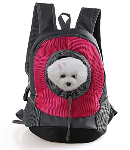 Rucksack für kleine Hunde und Katzen für Hunde Welpen Tragetasche Belüftet Verstellbar Gepolsterte Schultertasche mit Kopf-Out-Design, Tasche und sicherer Gürtel für U-Bahn von iEasey