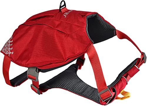 iEnergy™ MIC Hundegeschirr mit Zwei Seitentaschen & ideal für Kurzausflüge, Atmungsaktives, reflektierendes & gepolstertes Brustgeschirr Anti-Zug Geschirr No Pull (Rot, Groß) von iEnergy