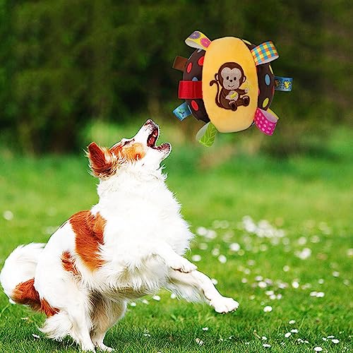iFCOW Hunde-Fußball mit Lasche, Fußball-Spielzeug mit Tabs, interaktives Hundespielzeug mit Innenseite, Welpengeburtstagsgeschenke von iFCOW