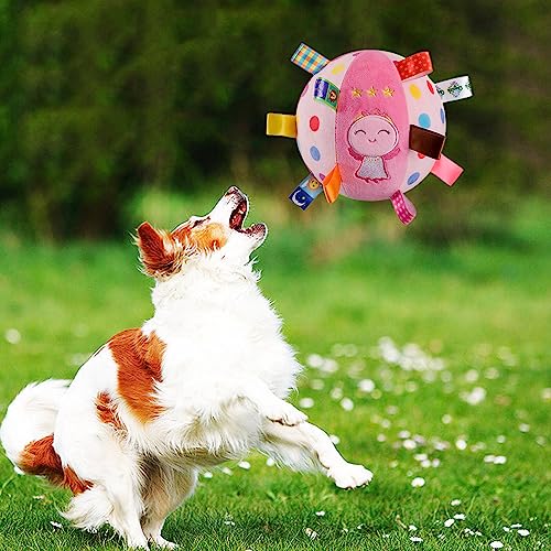 iFCOW Hunde-Fußball mit Lasche, Fußball-Spielzeug mit Tabs, interaktives Hundespielzeug mit Innenseite, Welpengeburtstagsgeschenke von iFCOW