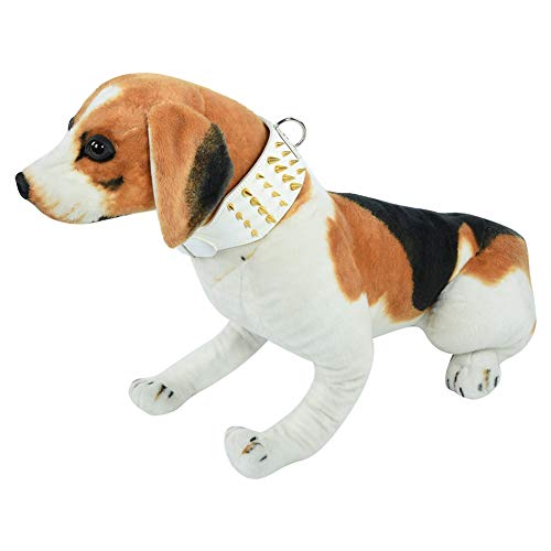iFCOW Hundehalsband, modisches Lederhalsband für Haustiere, 4 Reihen mit Nieten, für Pitbull Bulldogge von iFCOW