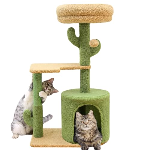 iFCOW Kaktus Kratzbaum Turm mit Kratzbaum und Sitzstange oben 80cm Kletterturm für kleine mittelgroße Katzen von iFCOW