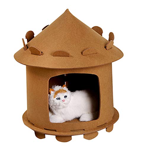 iFCOW Katzenhöhle aus Filz, Katzenhaus, gemütliches Filz, Haustierhöhle, Spielzelt für Katzen von iFCOW